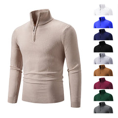 2023 Men'S plus Size Fleece Zip Mock Neck Sweater
