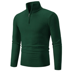 2023 Men'S plus Size Fleece Zip Mock Neck Sweater