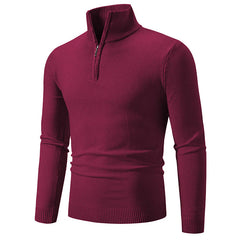 2023 Men'S plus Size Fleece Zip Mock Neck Sweater