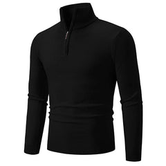 2023 Men'S plus Size Fleece Zip Mock Neck Sweater