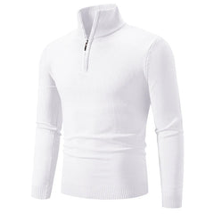 2023 Men'S plus Size Fleece Zip Mock Neck Sweater