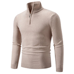 2023 Men'S plus Size Fleece Zip Mock Neck Sweater