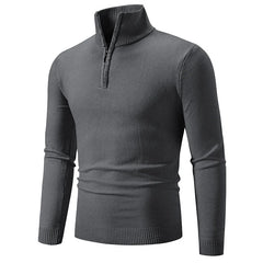 2023 Men'S plus Size Fleece Zip Mock Neck Sweater