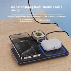 3 in 1 LED Fast Wireless Charger Stand Foldable Charging Station